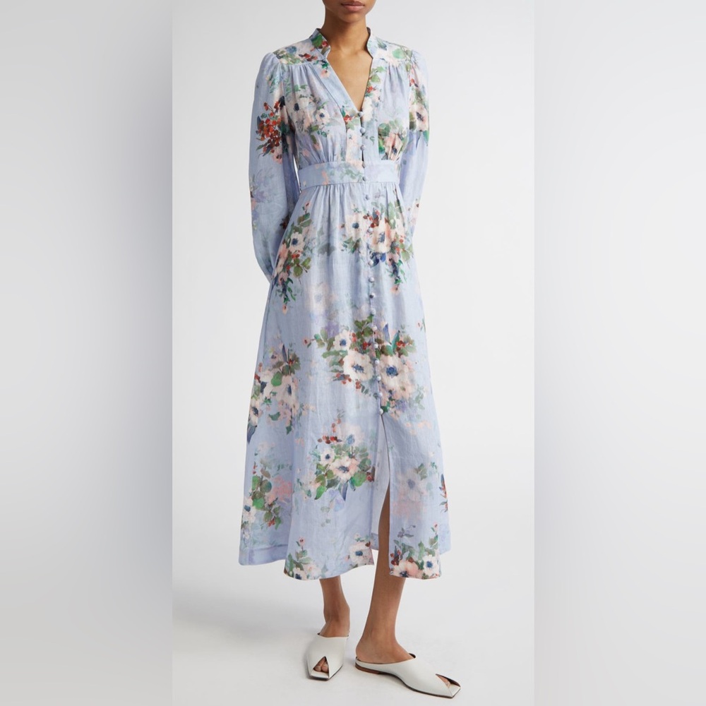 NWT $850 ZIMMERMANN Everley Plunge MIDI Dress Size AU 4 US 10-12 - Picture 3 of 15